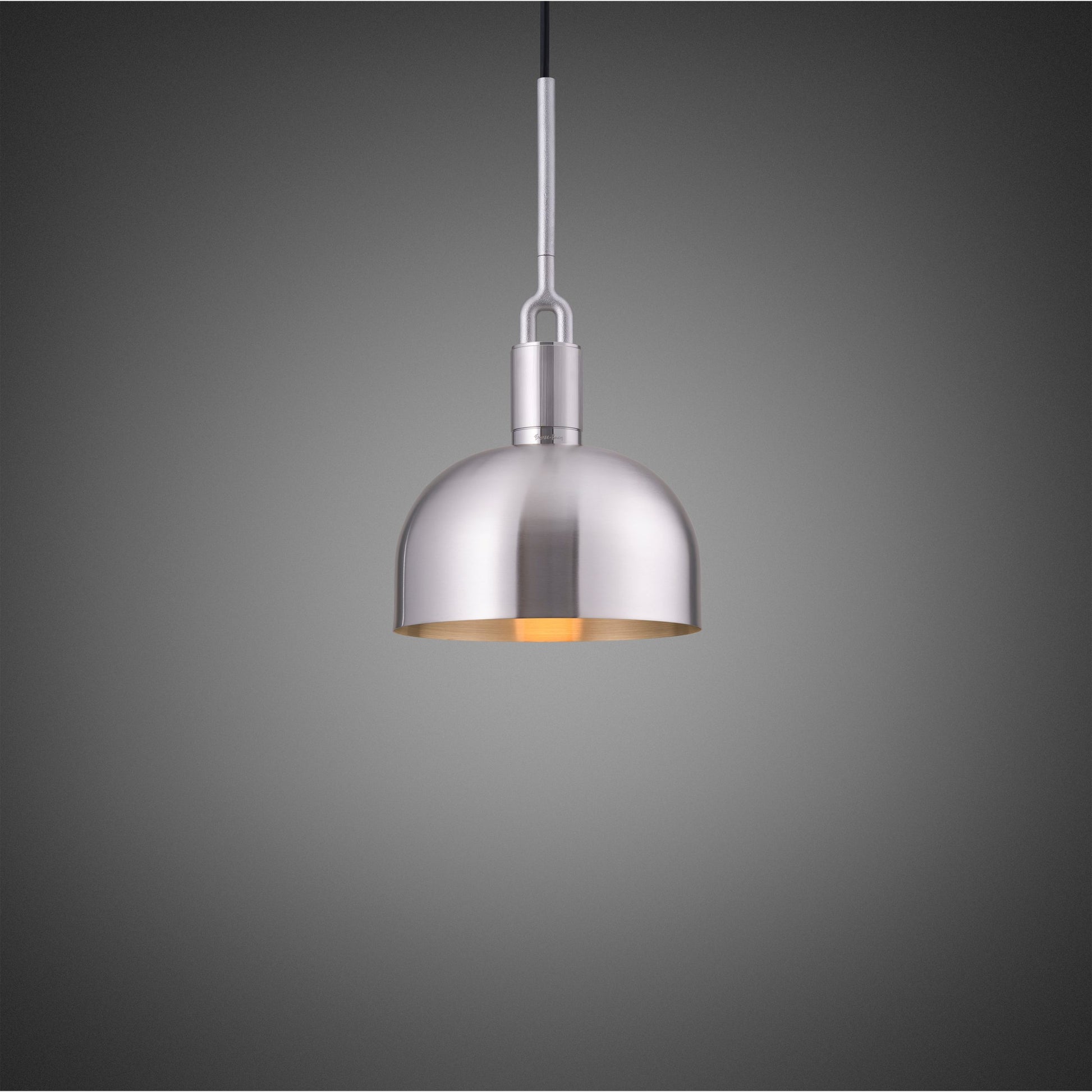 Forked Pendant Light / Shade / Medium steel, front view.