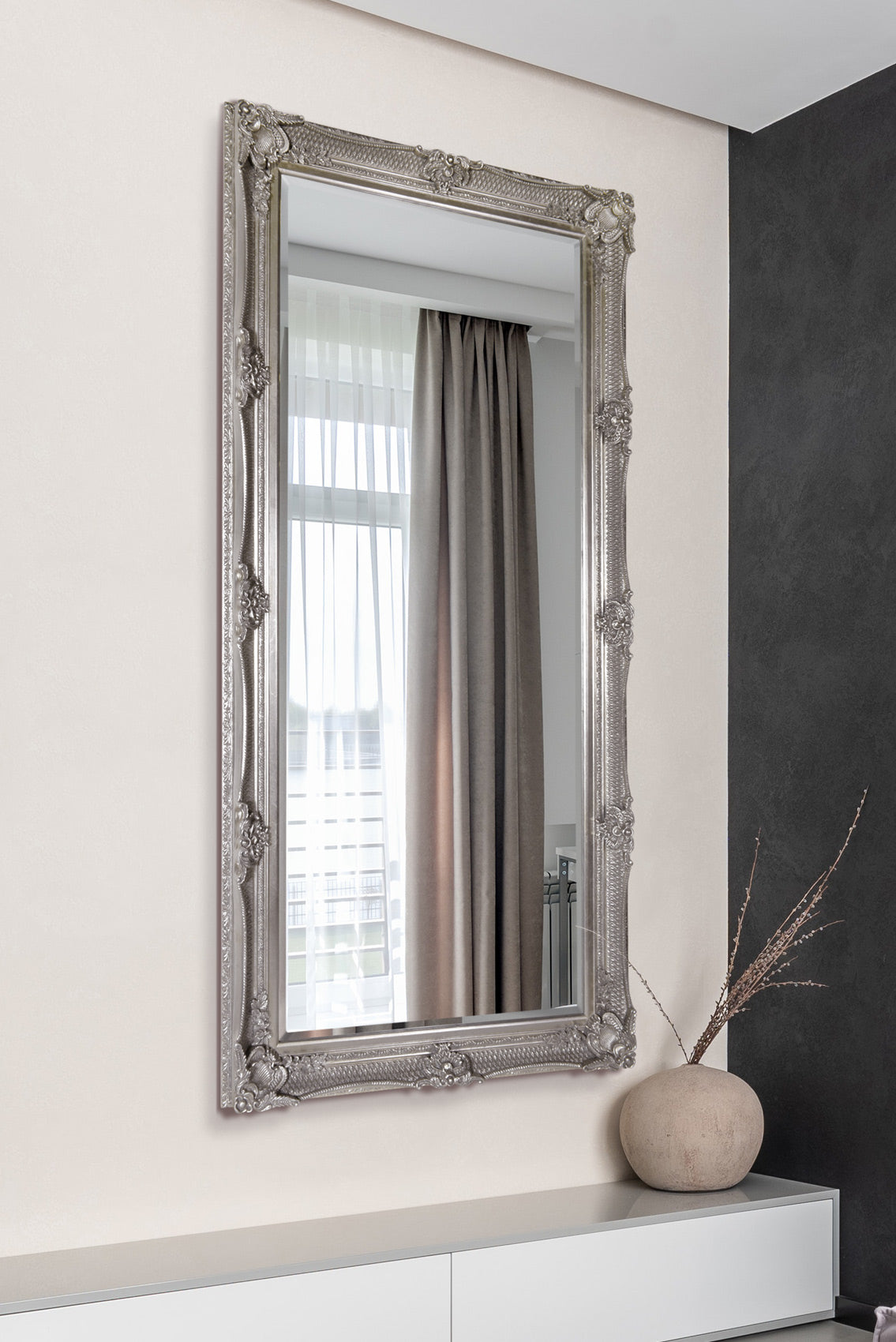 Elegant Silver Flourish Full-Length Mirror - 168 x 78 C-4