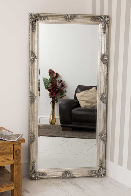 Elegant Silver Flourish Full-Length Mirror - 168 x 78 CM-1