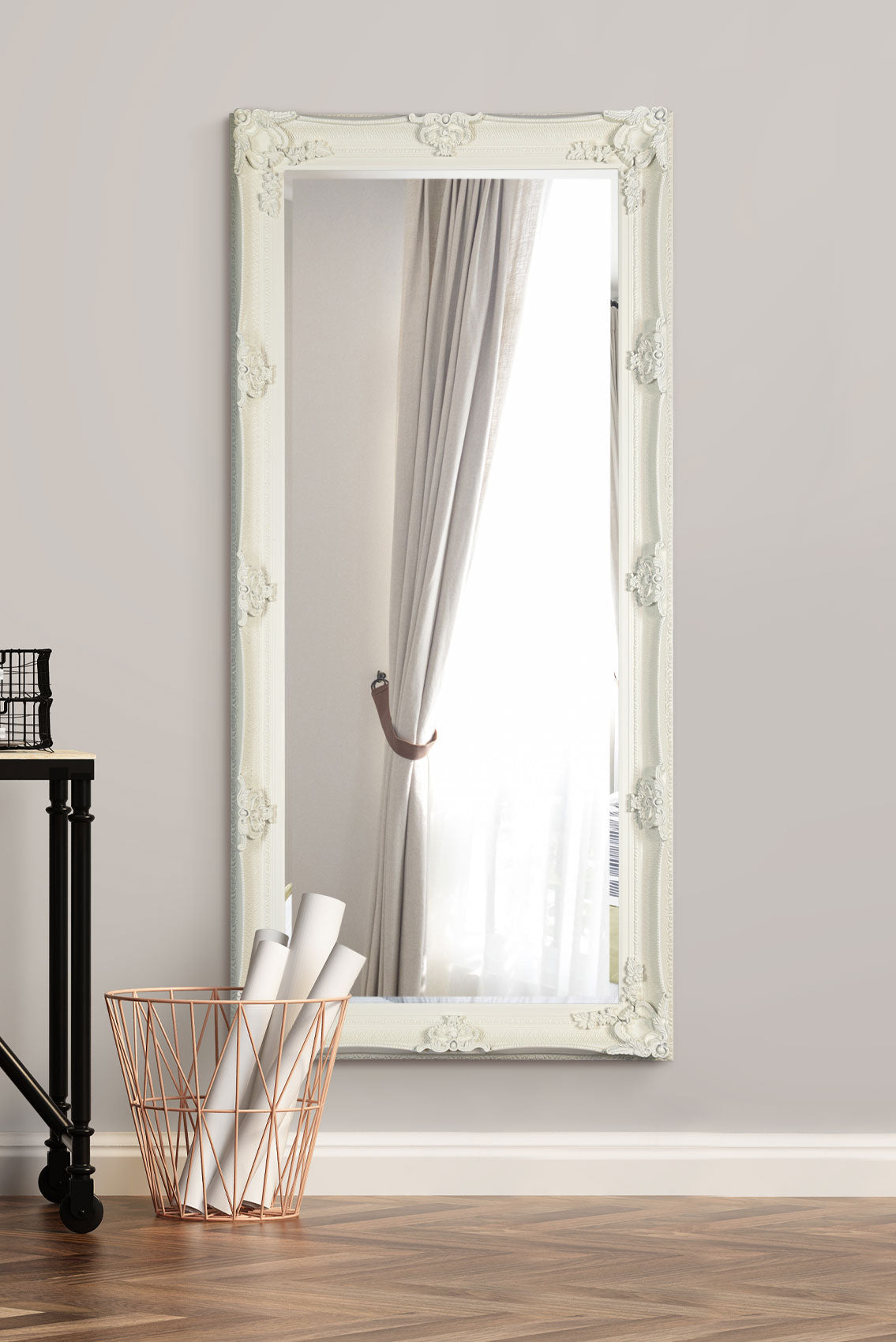 Elegant Cream Ornate Full-Length Mirror - 164 x 78 CM-1