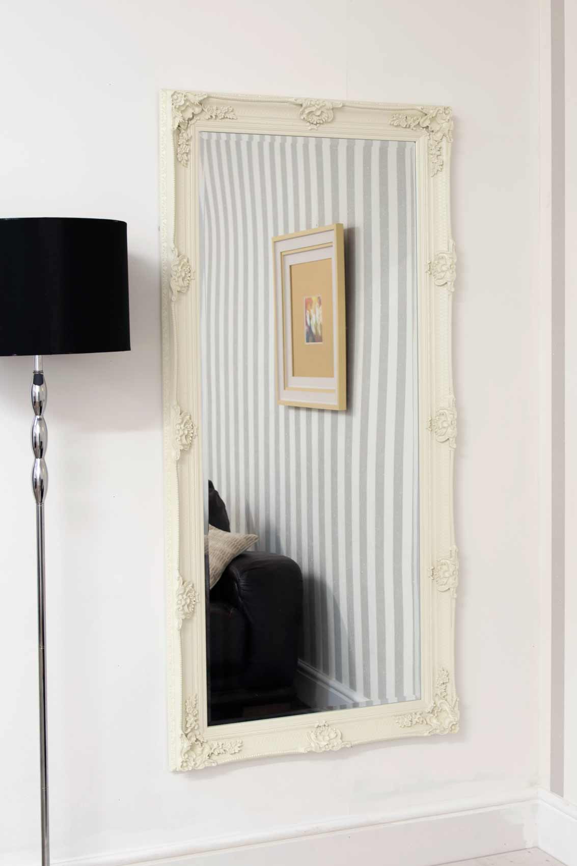 Elegant Cream Ornate Full-Length Mirror - 164 x 78 CM-2