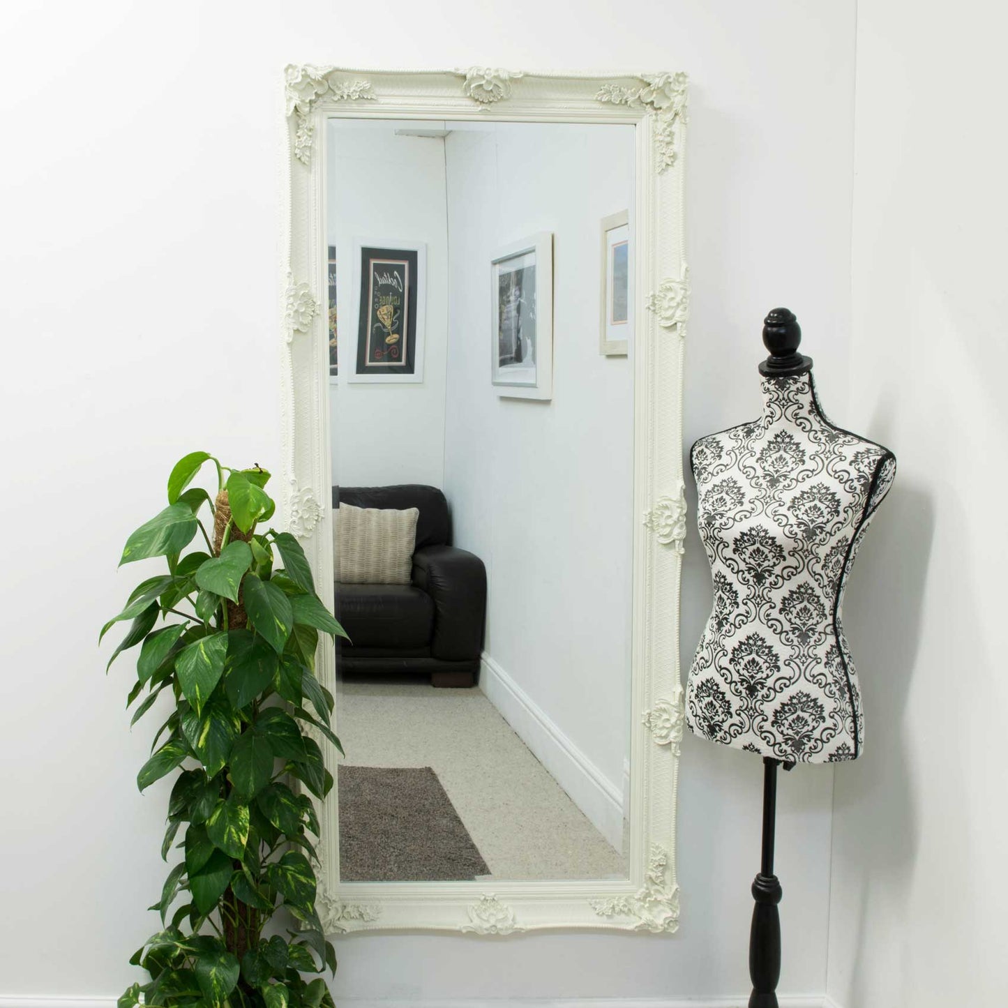 Elegant Cream Ornate Full-Length Mirror - 164 x 78 CM-5