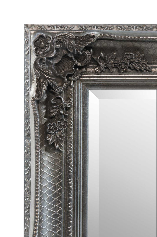 Elegant Silver Flourish Large Wall Mirror - 110 x 79 CM-1