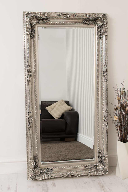 Ornate Silver Framed Large Wall Mirror 175 x 89 CM-2