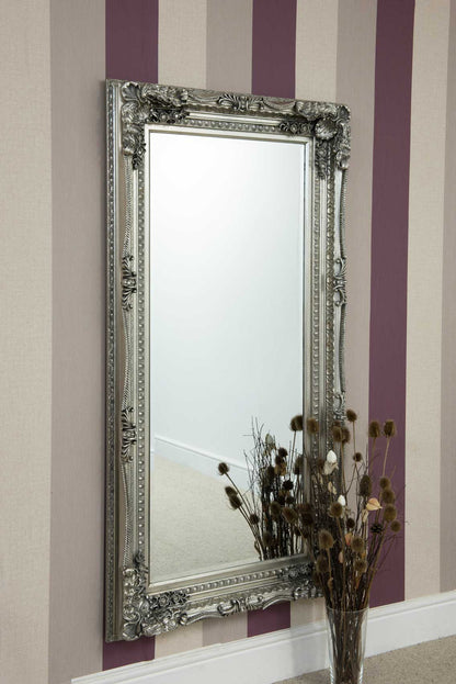 Ornate Silver Framed Large Wall Mirror 175 x 89 CM-3