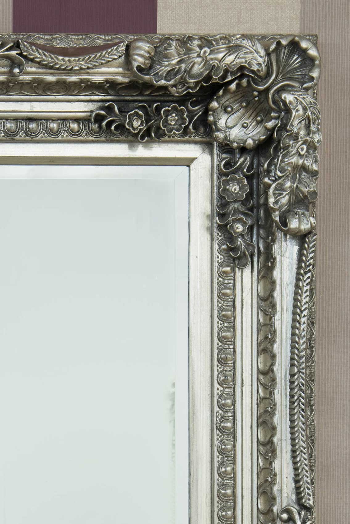 Ornate Silver Framed Large Wall Mirror 175 x 89 CM-6