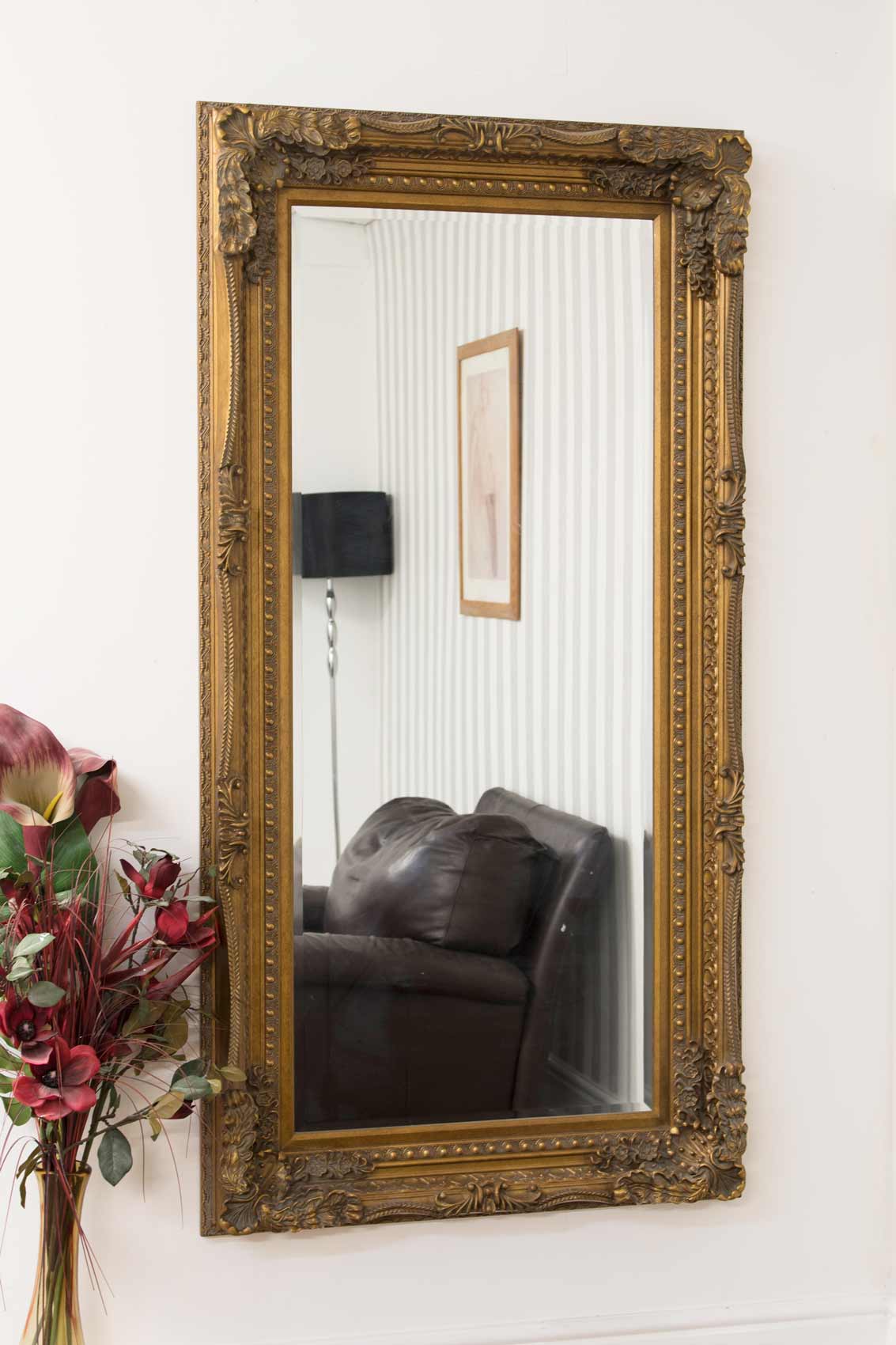 Ornate Gold Framed Wall Mirror 175 x 84 CM-2