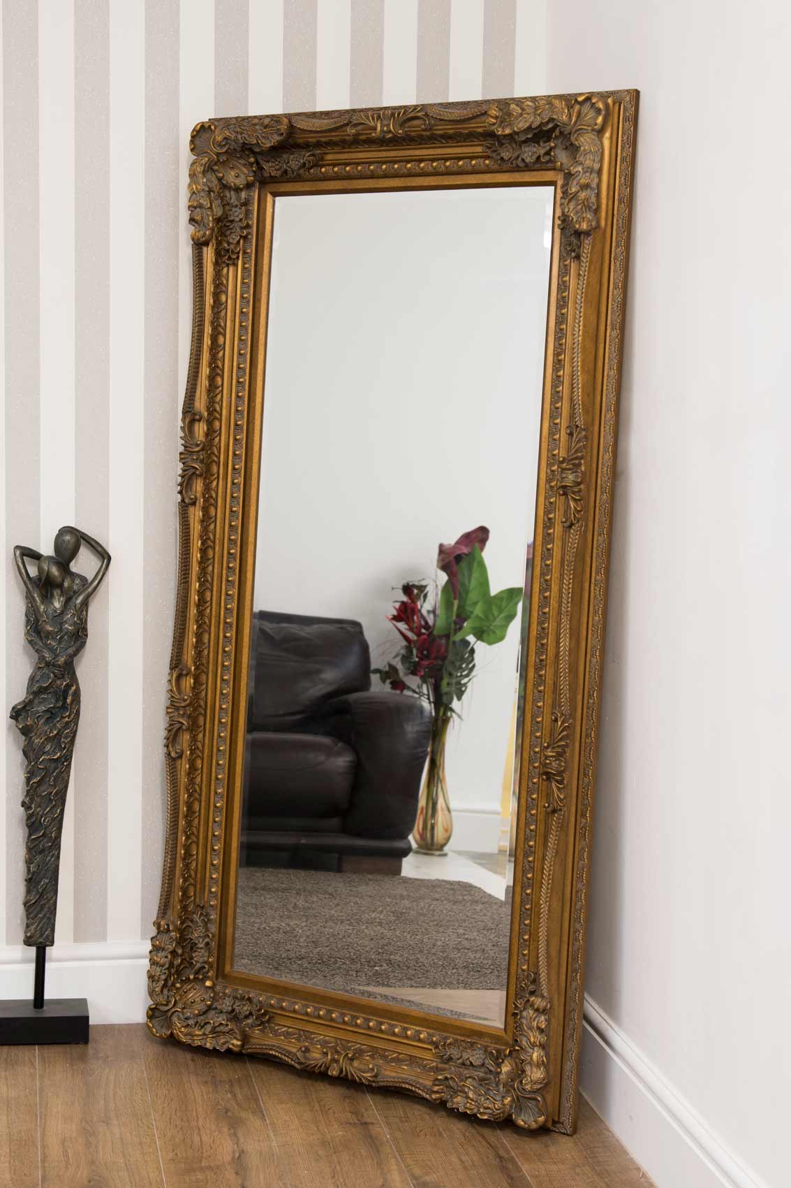 Ornate Gold Framed Wall Mirror 175 x 84 CM-4