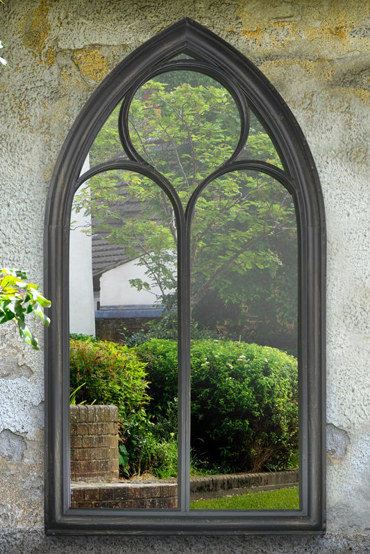 Elegant Black Somerley Chapel Arch Garden Reflection Mirror 112 x 61 CM-1