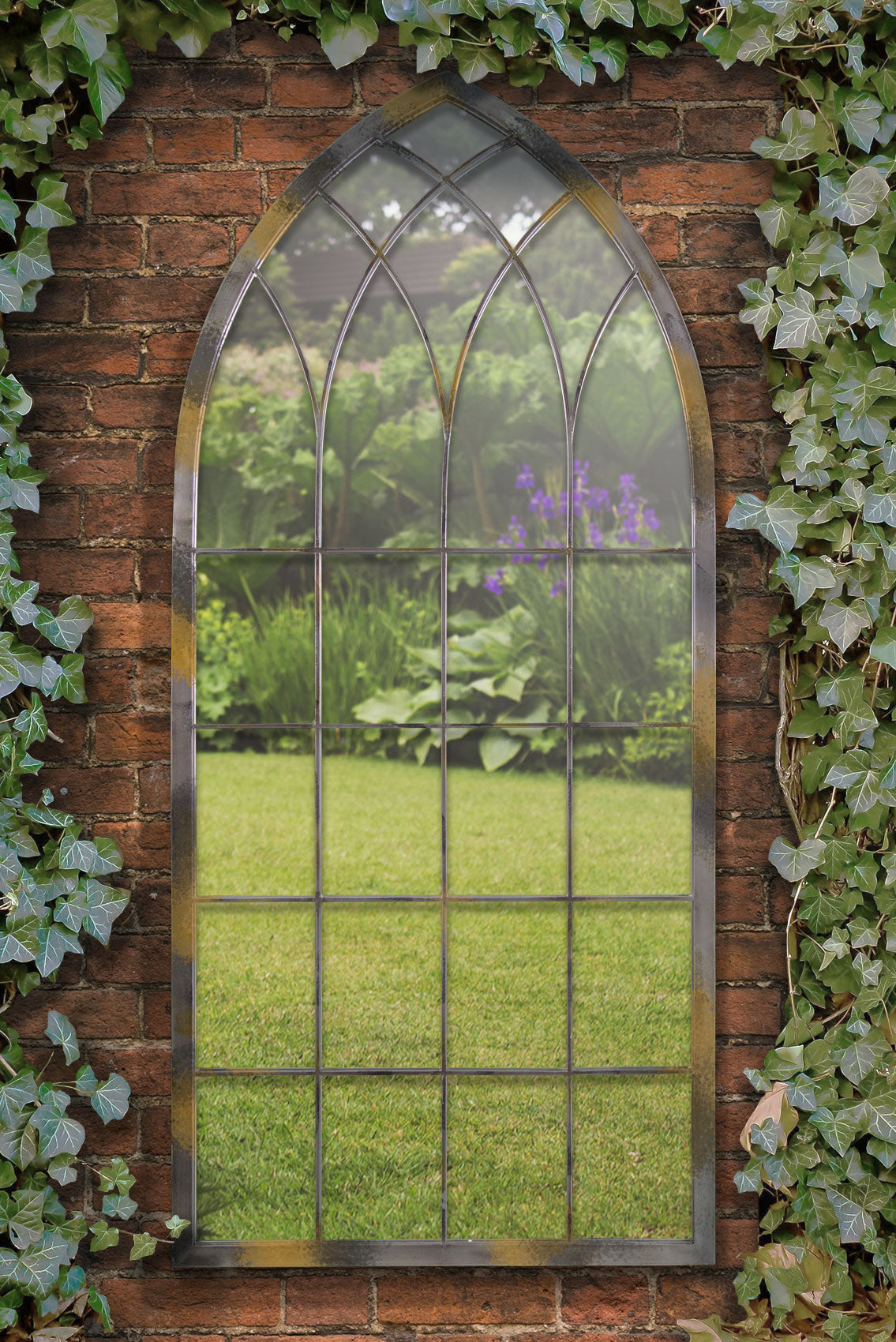 Somerley Large Rustic Garden Mirror - 161 x 72 CM Arch Design-10