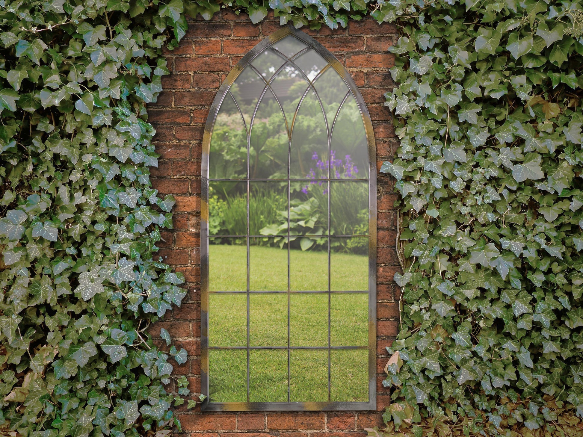 Somerley Large Rustic Garden Mirror - 161 x 72 CM Arch Design-4