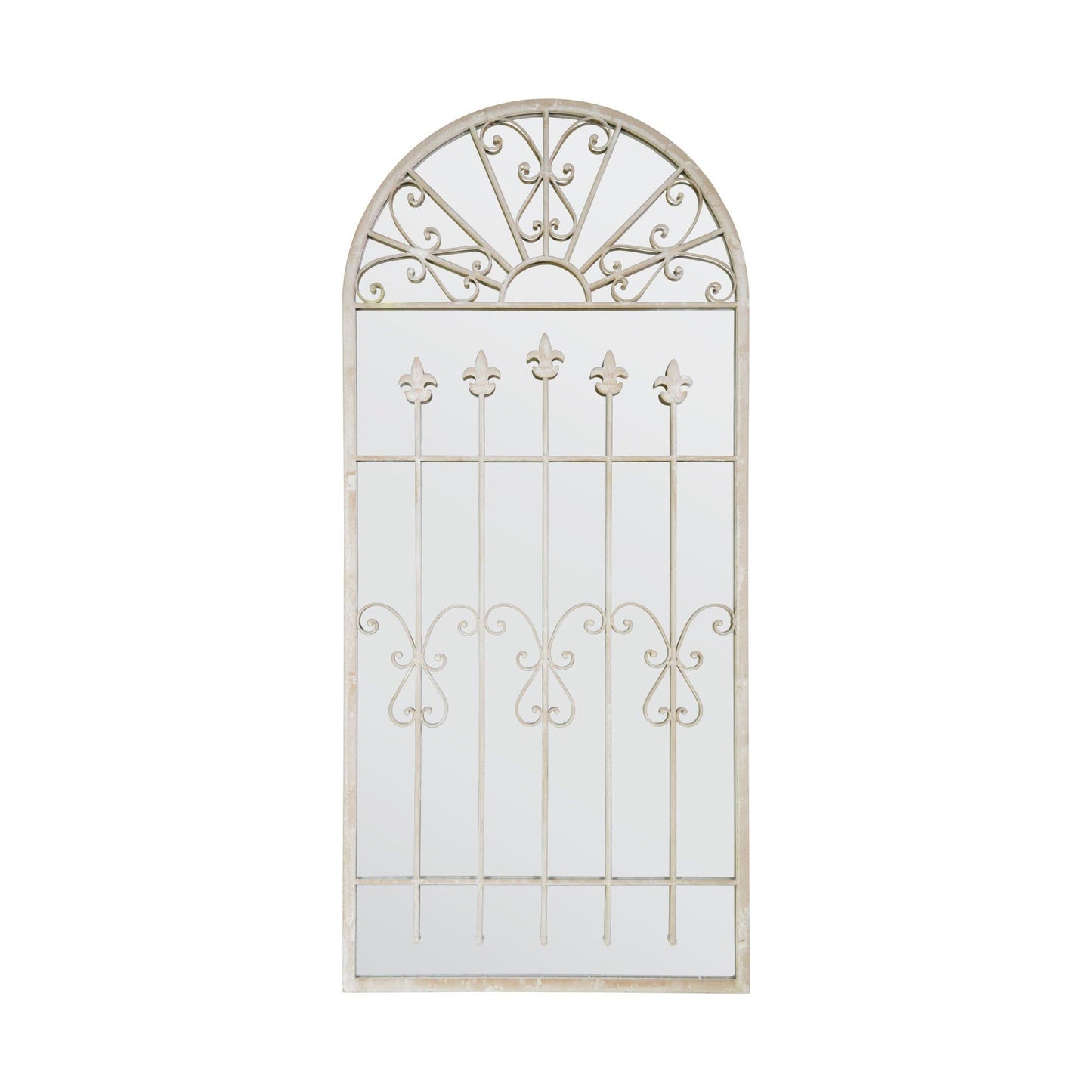 Somerley Large Stone-Colored Garden Mirror with Gothic Arch Design - 140 x 65 CM-8