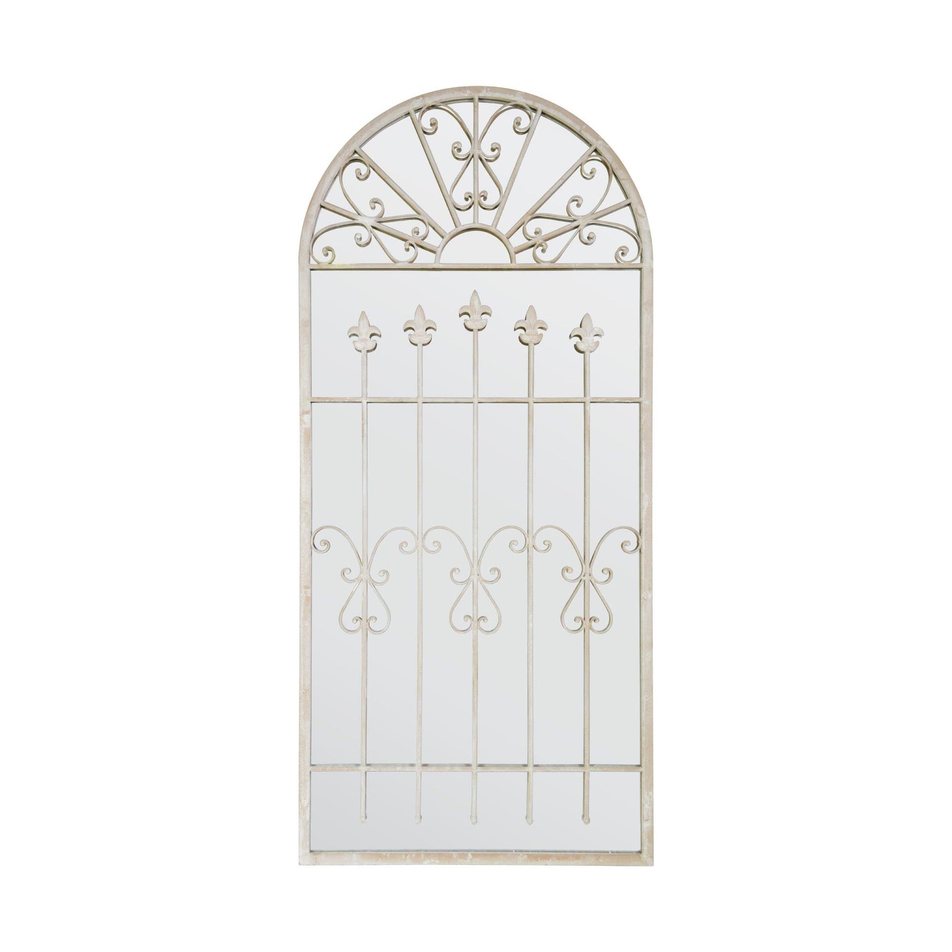 Somerley Large Stone-Colored Garden Mirror with Gothic Arch Design - 140 x 65 CM-8