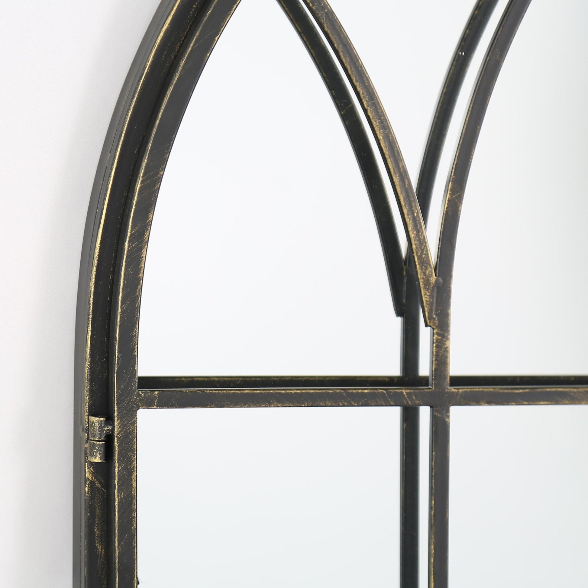 Garden Mirror with Arch Design - 140cm x 75cm Summer View Metal Window Reflection-4