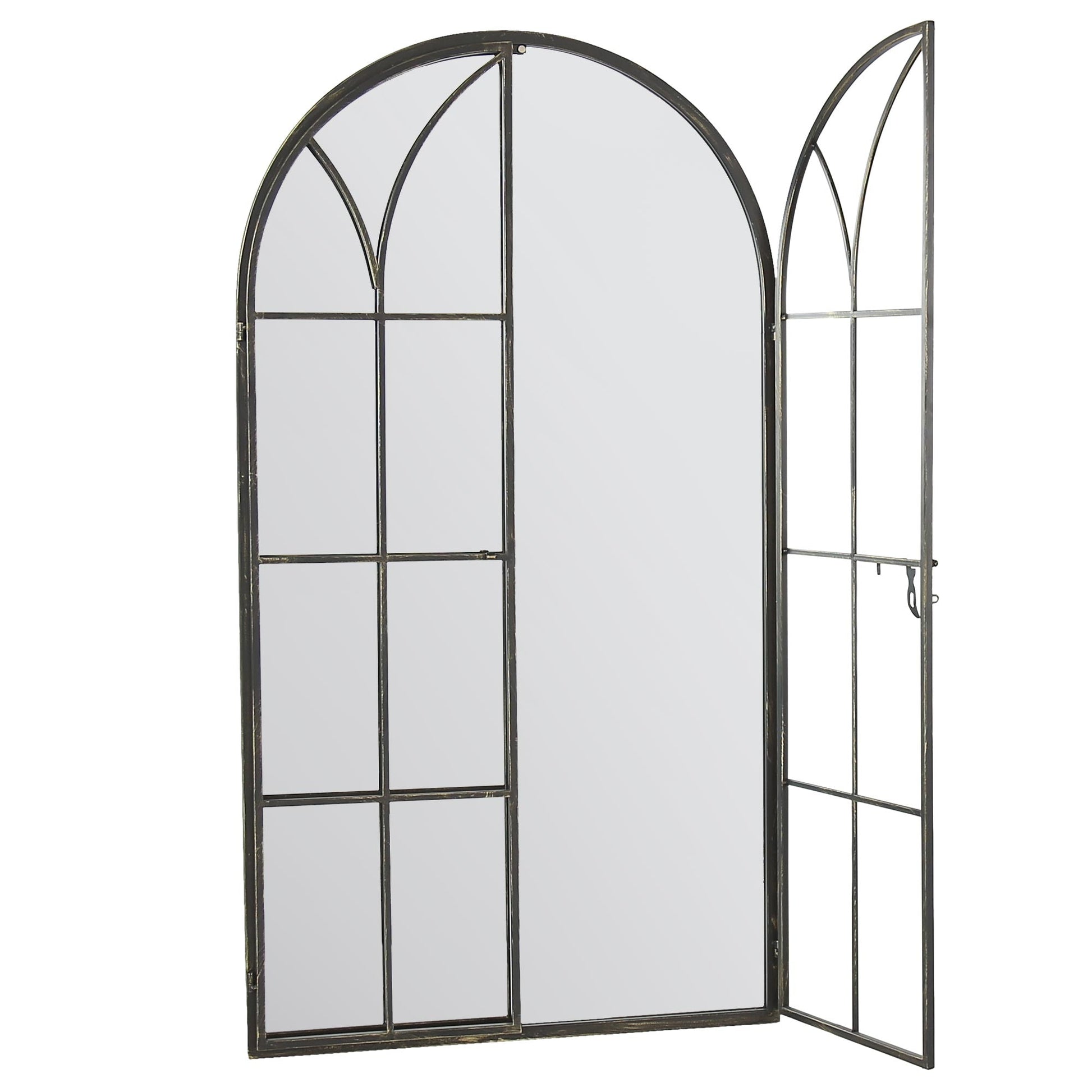 Garden Mirror with Arch Design - 140cm x 75cm Summer View Metal Window Reflection-5