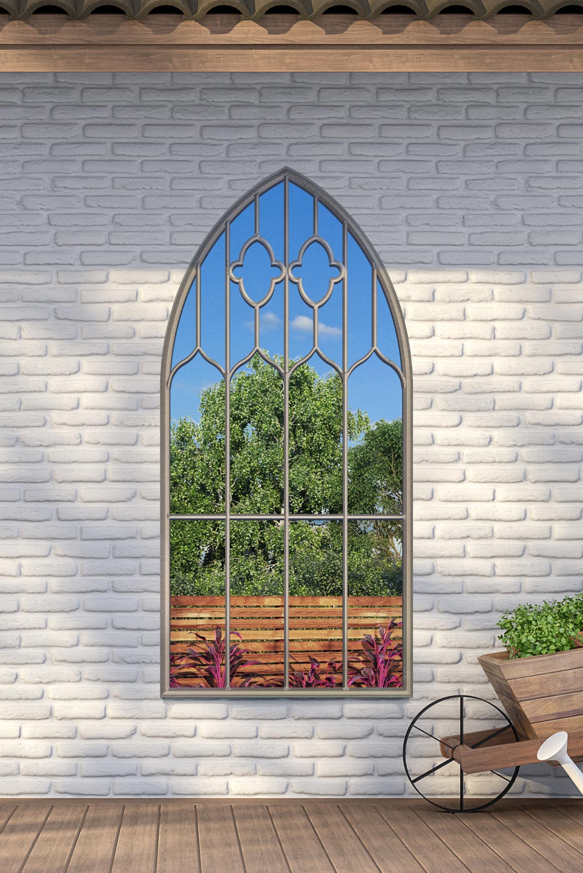 Buttercup Country Arch Oversized Outdoor Mirror 160 x 85cm 5ft3 x 2ft9-3