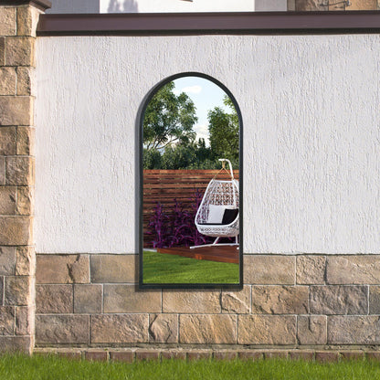 The Arched Elegance - 47" X 23.5" (120CM X 60CM) Black Metal Framed Garden Mirror-8