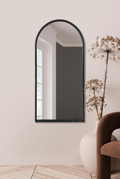 The Arched Elegance - Black Metal Framed Wall Mirror 47" X 23.5" (120CM X 60CM)-1