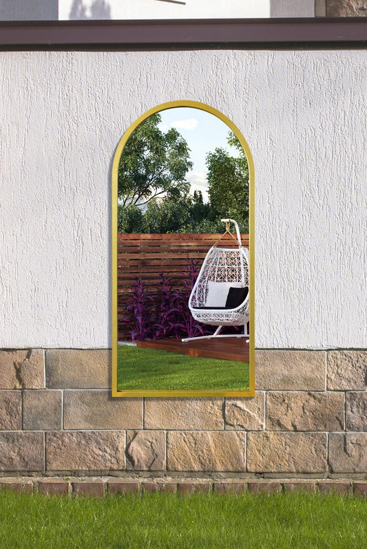 The Arcadia - Elegant Gold Arched Garden Wall Mirror 47" X 23.5" (120CM X 60CM)-1