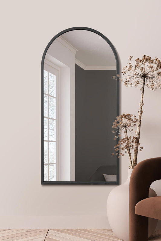 The Arcus - Elegant Black Arched Leaner/Walled Mirror 55" x 27.5" (140CM x 70CM)-1