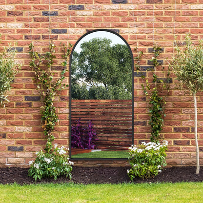 The Arched Elegance - Black Framed Garden Wall Mirror 71" X 35" (180CM X 90CM)-8