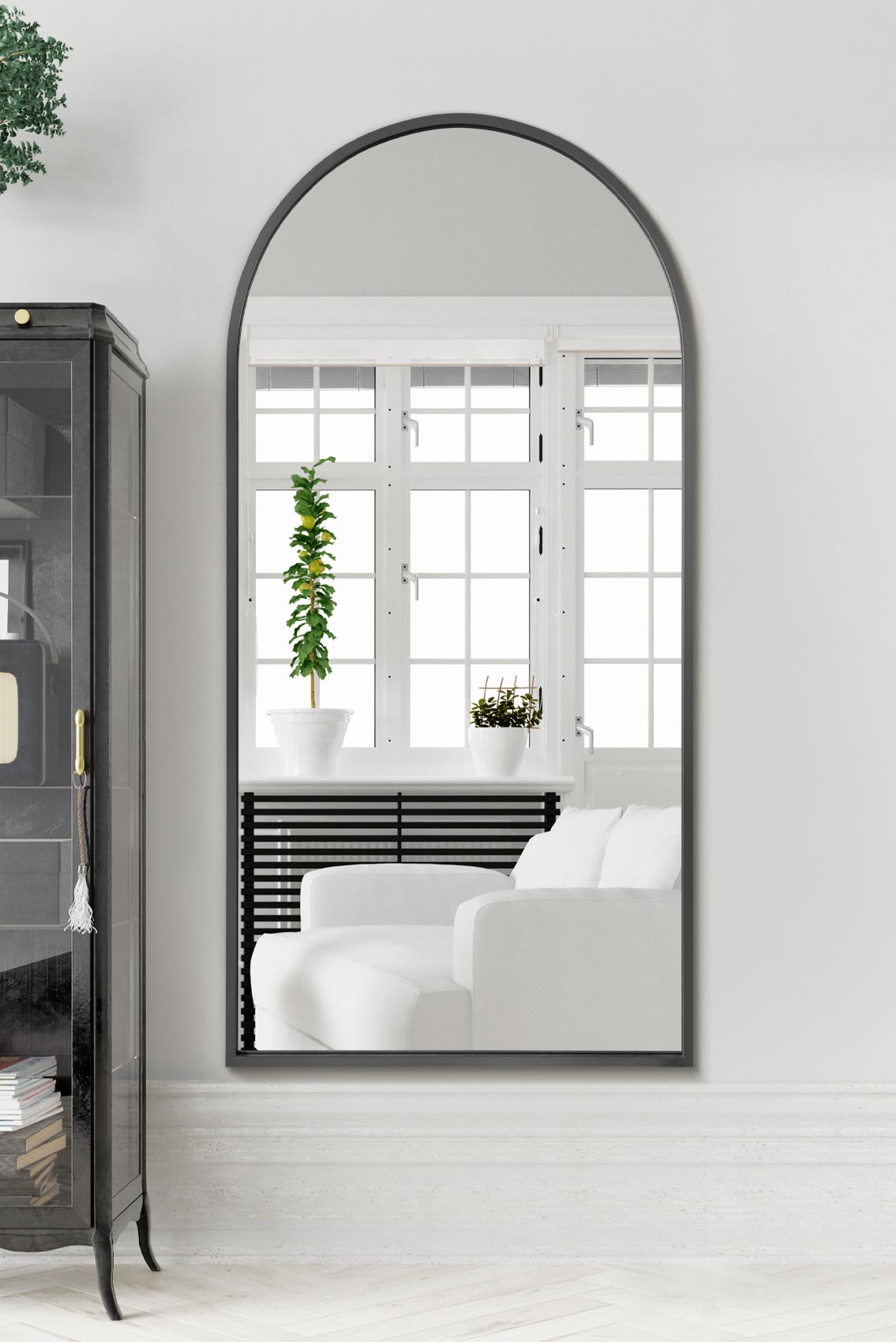 The Arcus - Elegant Black Arched Leaner/Walled Mirror 71" x 35" (180CM x 90CM)-1