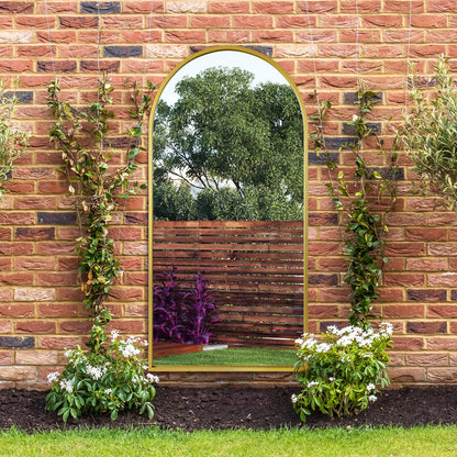 The Arcadia - Elegant Gold Arched Garden Wall Mirror 71" X 35" (180CM X 90CM)-8