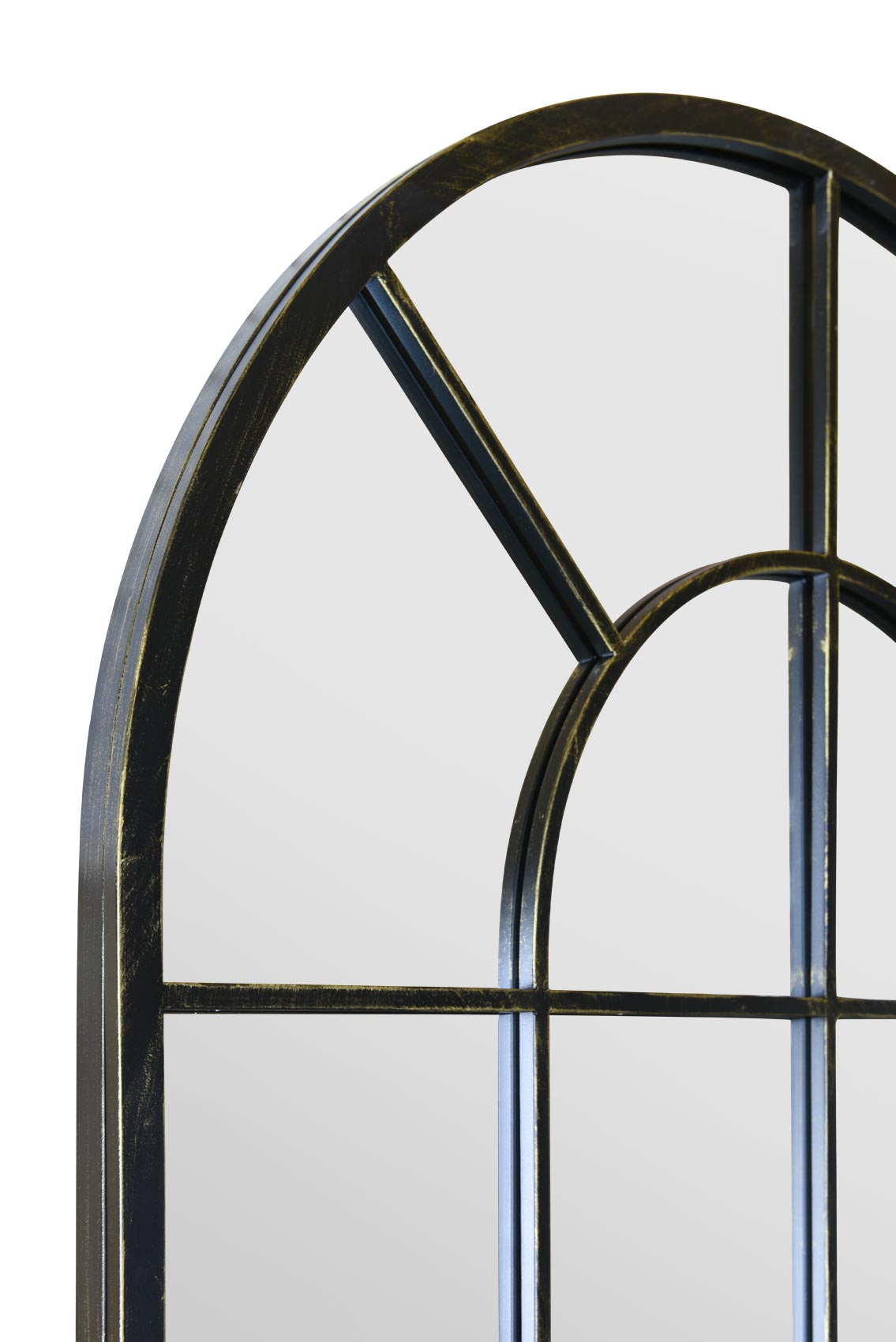 The Arcus - Vintage Black Framed Arched Garden Mirror 71"x33.5" (180x85CM)-5