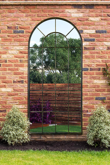 The Arcus - Vintage Black Framed Arched Garden Mirror 71"x33.5" (180x85CM)-1