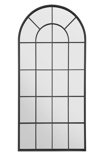 Arched Garden Reflection - Black Framed Window Mirror 71" x 33.5" (180x85CM)-2