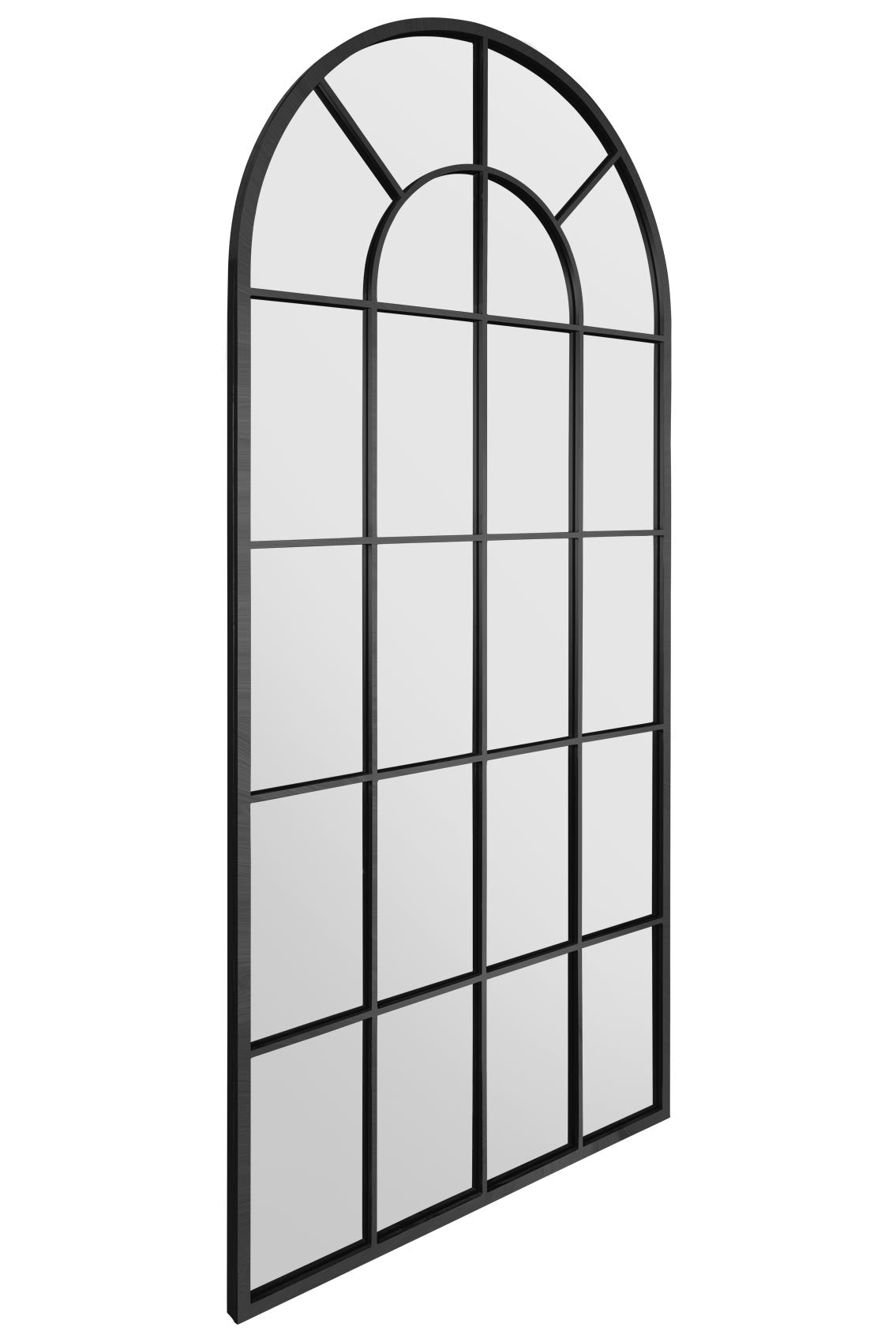 Arched Garden Reflection - Black Framed Window Mirror 71" x 33.5" (180x85CM)-4