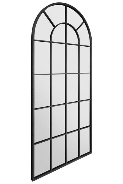 Arched Garden Reflection - Black Framed Window Mirror 71" x 33.5" (180x85CM)-4