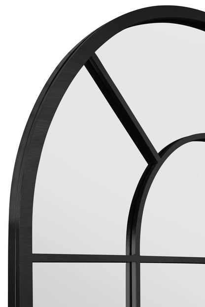 Arched Garden Reflection - Black Framed Window Mirror 71" x 33.5" (180x85CM)-8