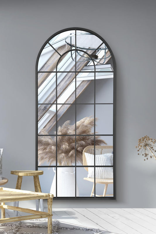 The Arcus - 71" x 33.5" (180x85CM) Elegant Black Framed Arched Leaning/Walled Mirror-1