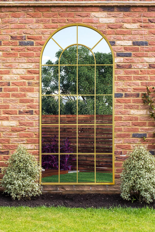 The Radiant - Gold Framed Arched Garden Mirror 71" x 33.5" (180x85CM)-1