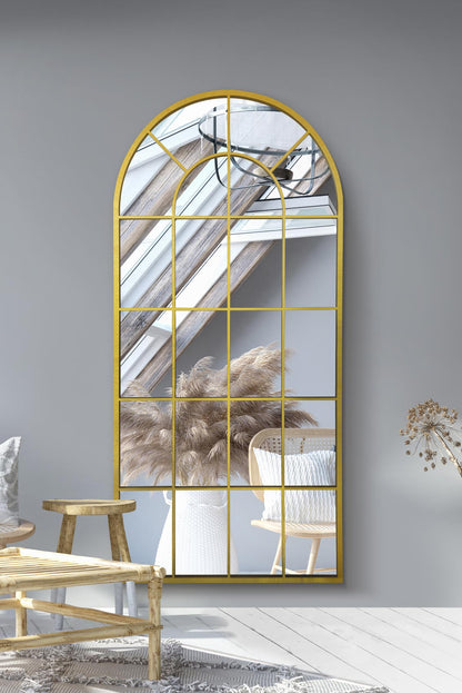 The Elegance - Gold Arched Leaning/Walled Mirror 71" x 33.5" (180x85CM)-1