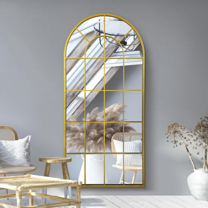 The Elegance - Gold Arched Leaning/Walled Mirror 71" x 33.5" (180x85CM)-2