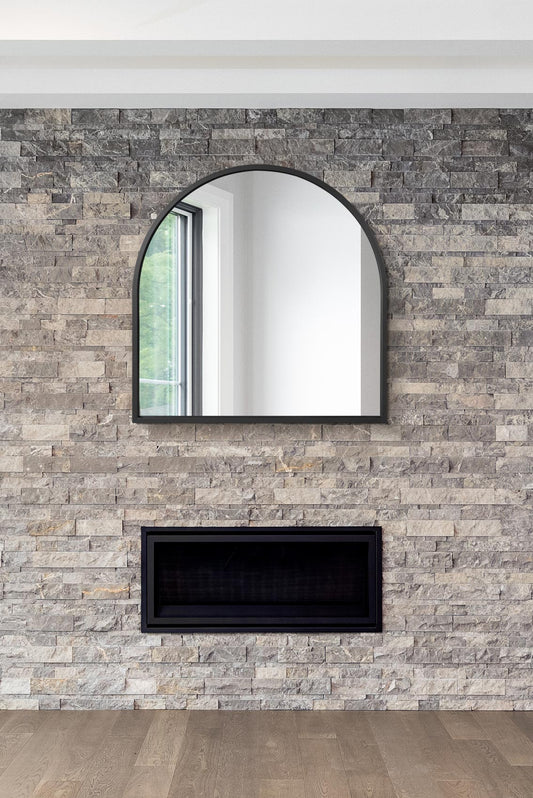 The Arched Elegance - Black Framed Leaner/Walled Mirror 39" X 39" (100CM X 100CM)-1