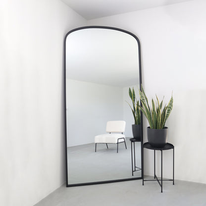 The Arched Elegance - 79"x39" (200x100CM) Black Metal Leaning Wall Mirror-2