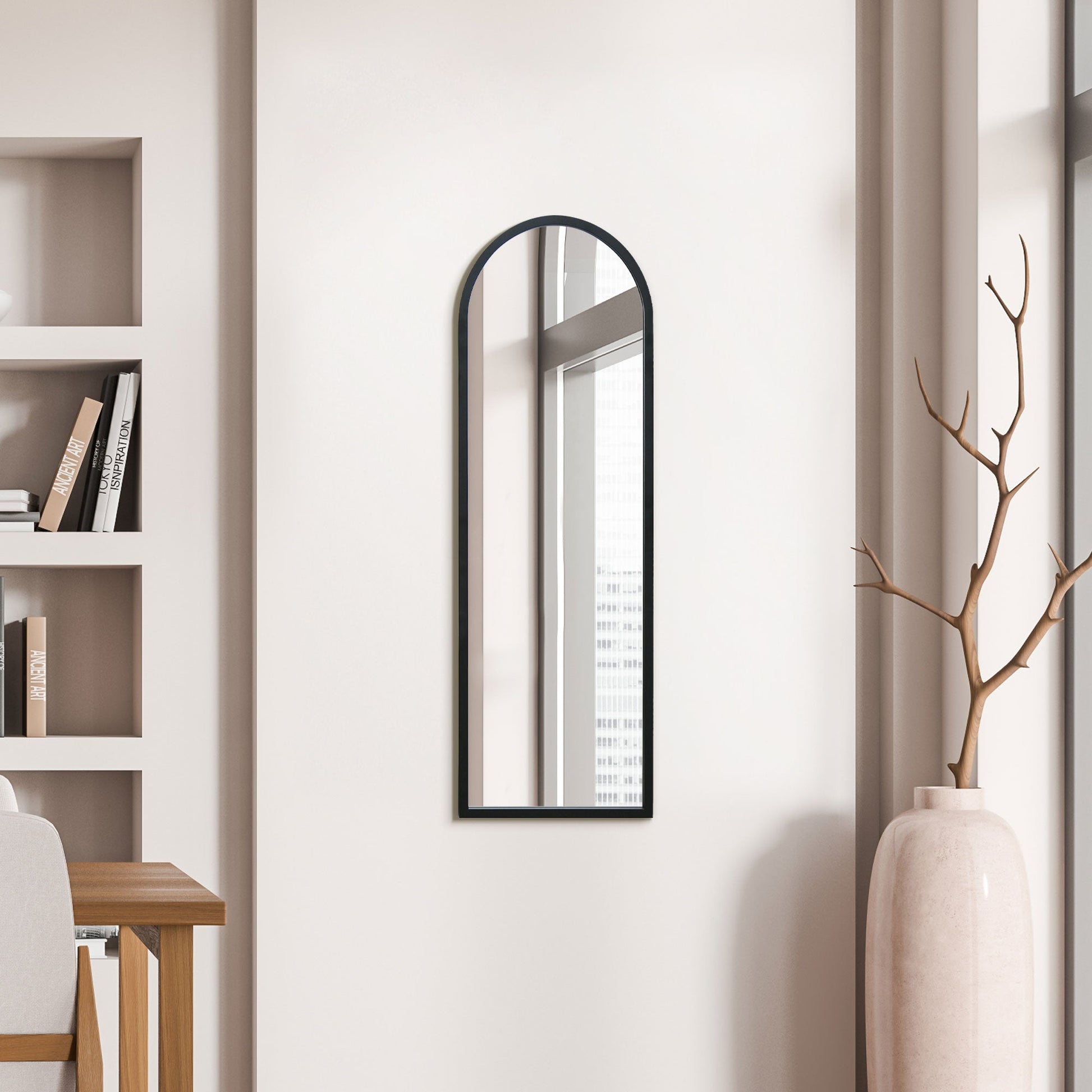 The Arched Elegance - 47" X 16" Black Metal Framed Wall Mirror (120CM X 40CM)-2