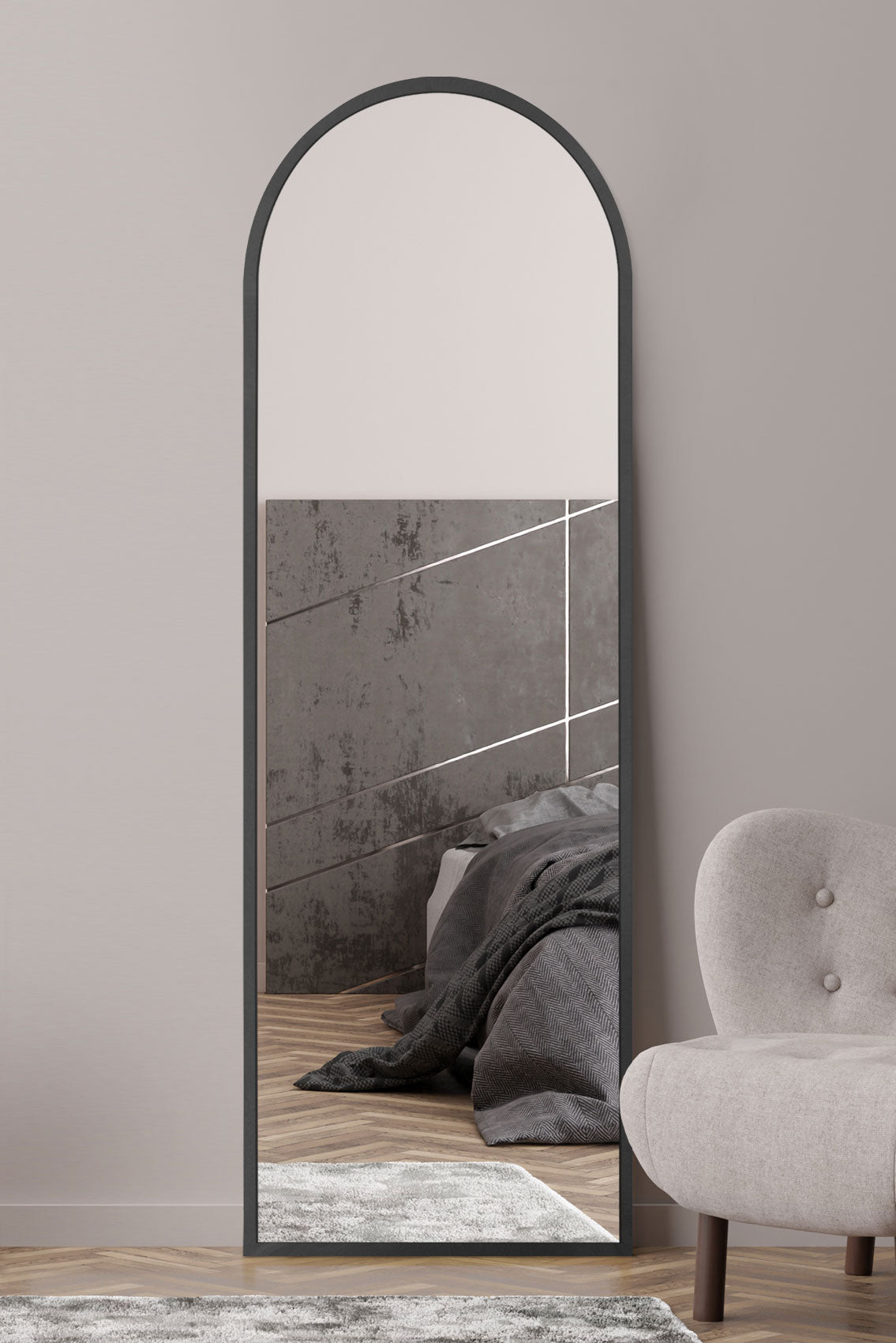 The Arcus - 71" X 24" Black Framed Arched Full-Length Mirror (180CM X 60CM)-1