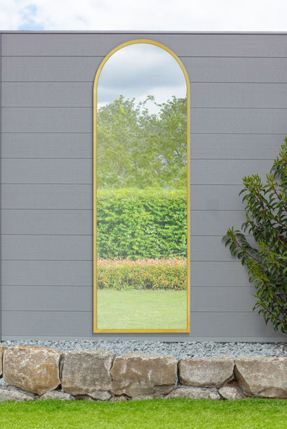 The Arcadia - Elegant Gold Arched Garden Wall Mirror 71" X 24" (180CM X 60CM)-1