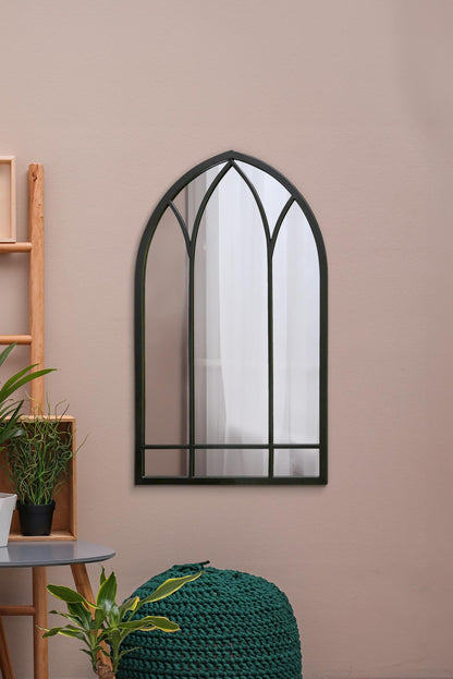 The Arched Elegance - 32" X 19" (83CM X 48CM) Black Metal Framed Wall Mirror-1