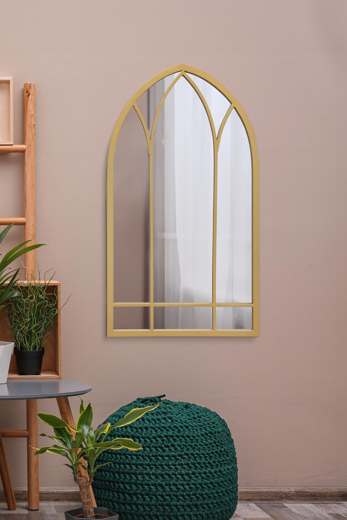 The Arcus - 32" X 19" (83CM X 48CM) Gold Framed Arched Wall Mirror-1