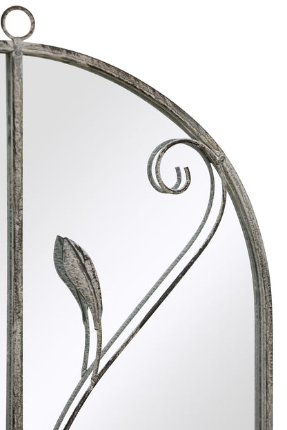 The Arcus - Arched Garden Mirror with Concrete Color Metal Frame, 31" x 18" (80 x 46CM)-5