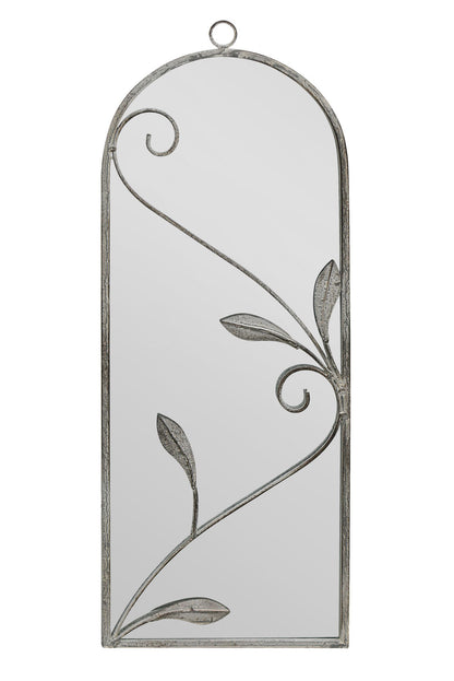 The Arcus - Arched Garden Mirror with Concrete Color Metal Frame, 25" x 9" (64 x 24CM)-2