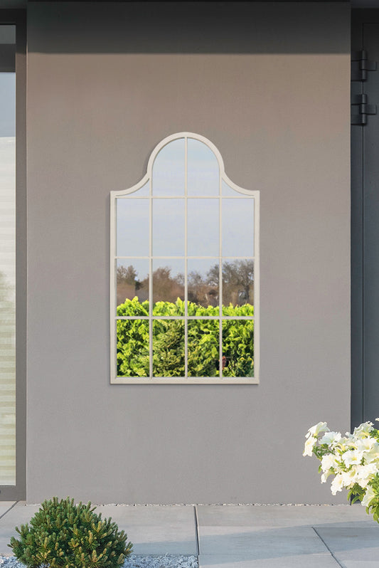 The Arched Reflection - 41" X 24" (104CM X 62CM) White Metal Framed Garden Wall Mirror-1