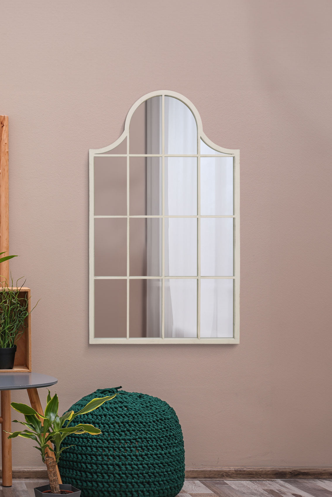 Arched Elegance - 41" X 24" White Metal Framed Wall Mirror (104CM X 62CM)-1