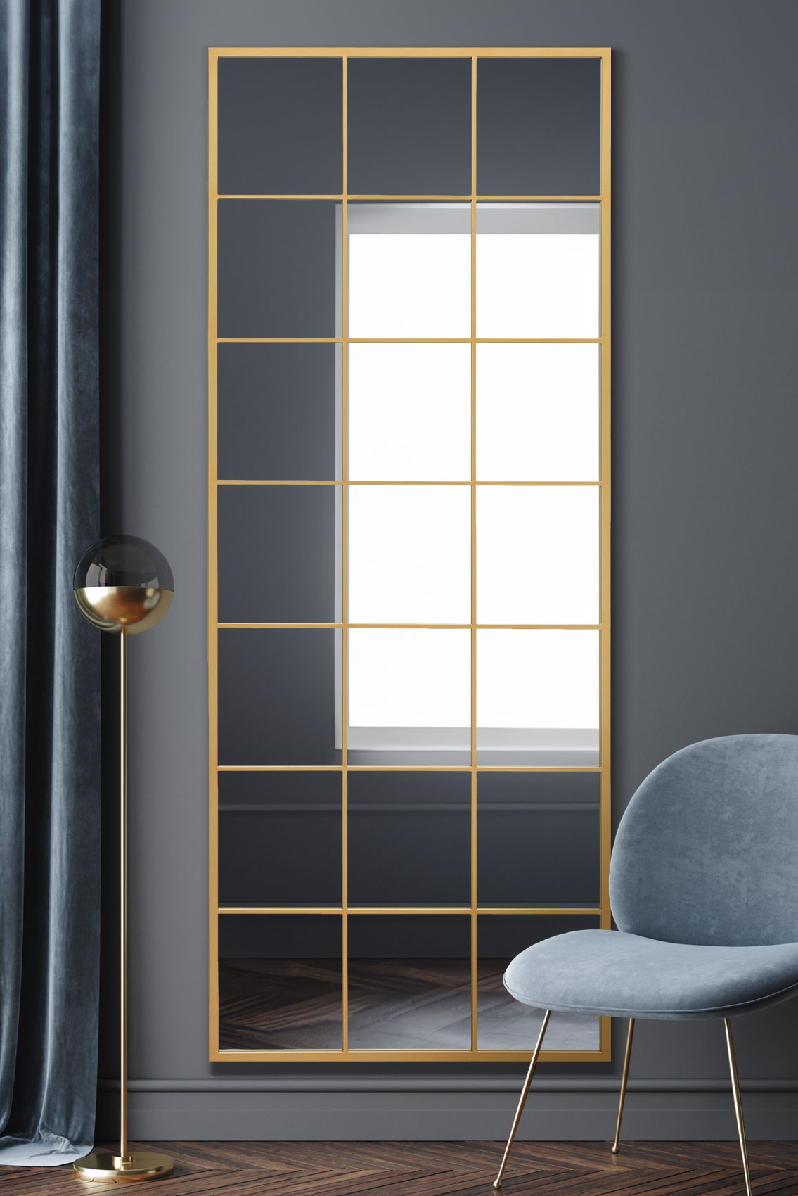 The Fenestra Luxe Gold Leaning Wall Mirror - 79" x 31" (200CM x 80CM)-1