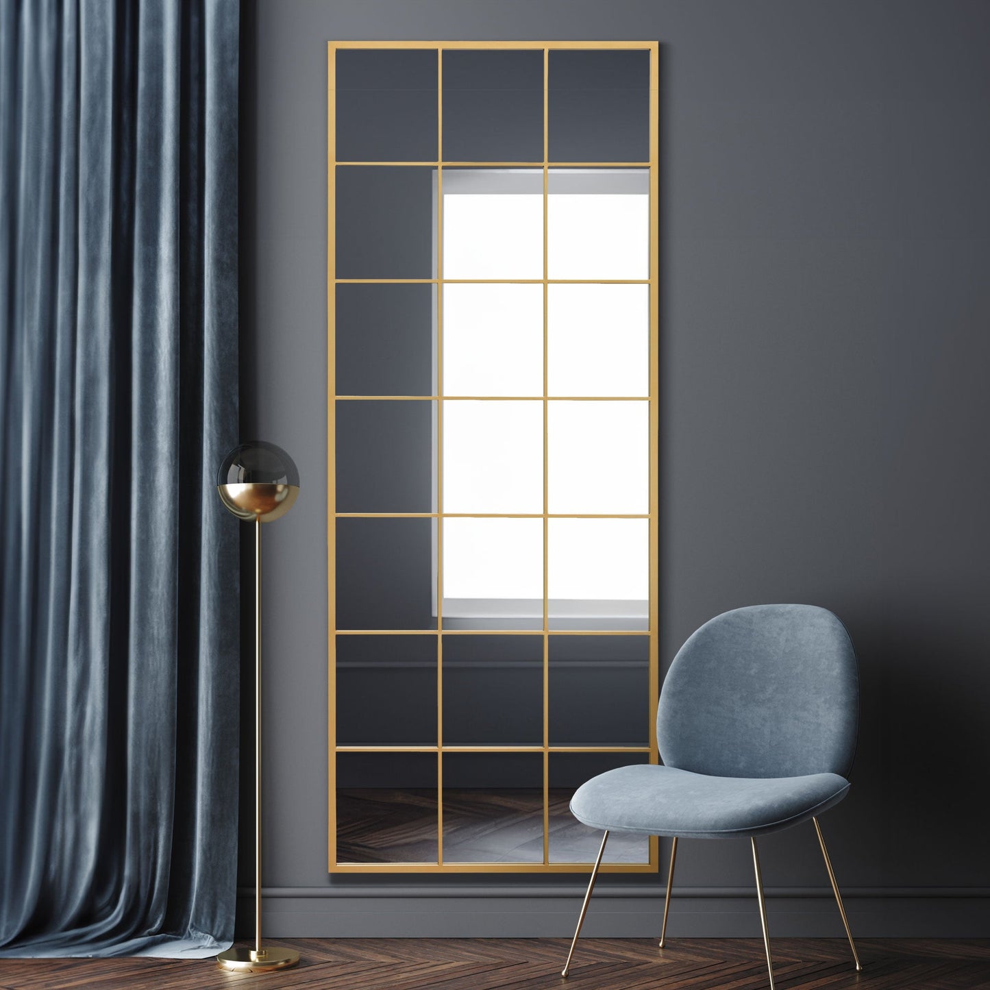 The Fenestra Luxe Gold Leaning Wall Mirror - 79" x 31" (200CM x 80CM)-2